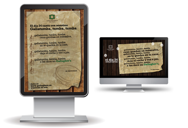 Carteles e imagen de Microsite de fiesta de Villancico de Nochebuena de Gallagher&rsquo;s Irish Tavern
