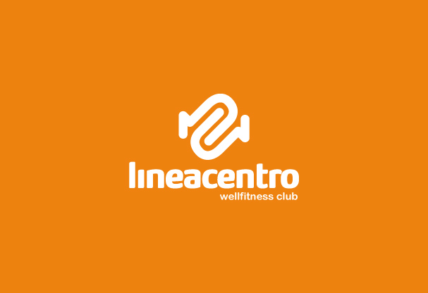 Logotipo Lineacentro Wellfitness Club con fondo naranja