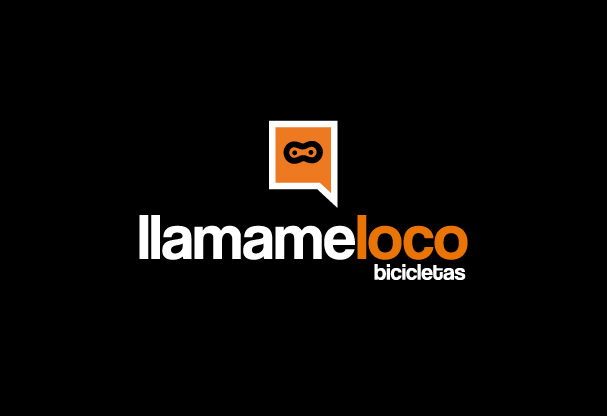 Logotipo Bicicletas Llamameloco con fondo negro
